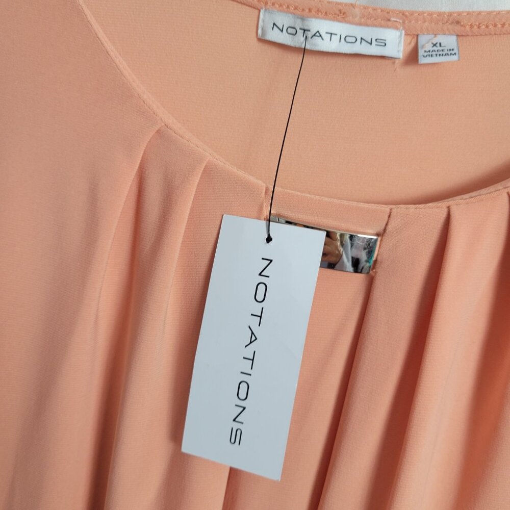 Notations Blouse NEW Peach XL NWT Dressy Feminine Workwear Pleat Metal clip BOHO - Picture 10 of 11